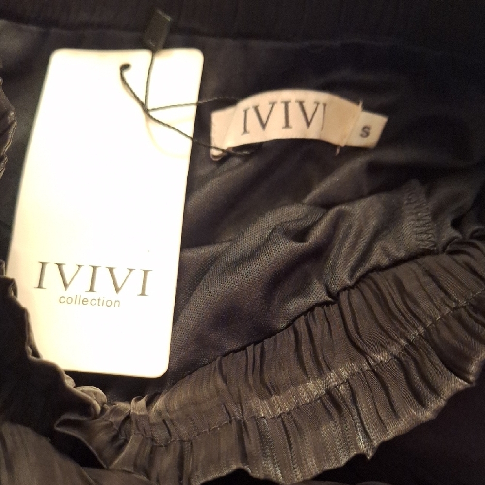 IVIVI Black Charcoal Tiered A-Line Skirt Size S - Picture 3 of 5